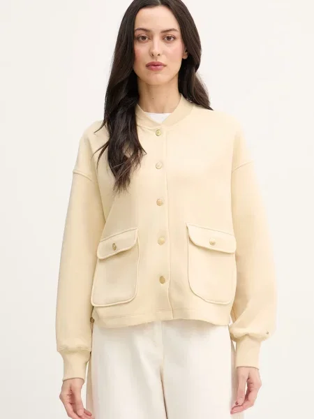 Tommy Hilfiger dukserica na zakopčavanje za žene žuta