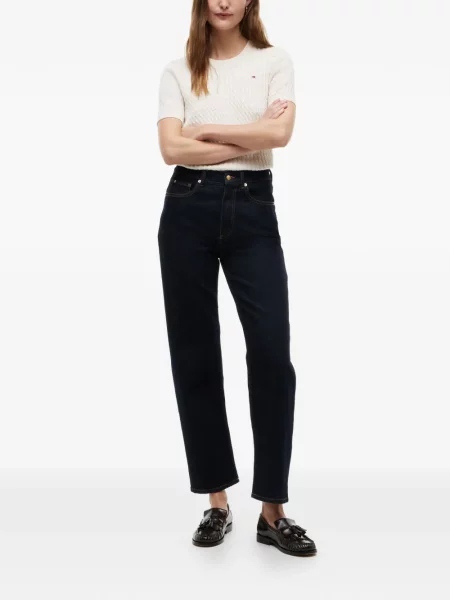 Дънки straight leg Tommy Hilfiger с автограф синьо