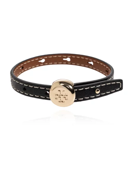 Tory Burch bransoletka skórzana Icon czarna