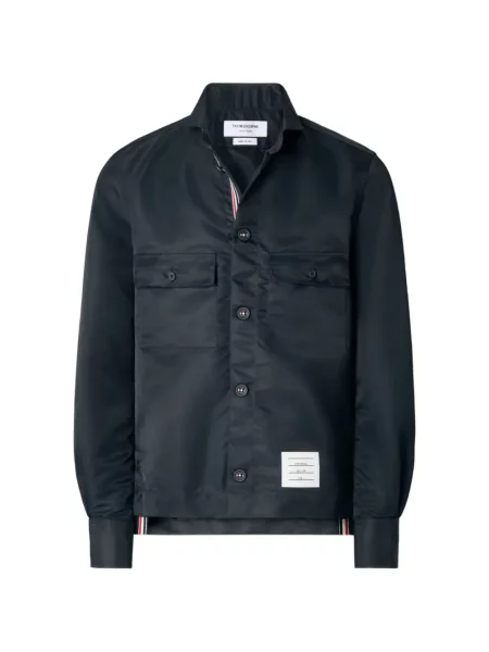 Cămașă Thom Browne din țesătură twill albastru