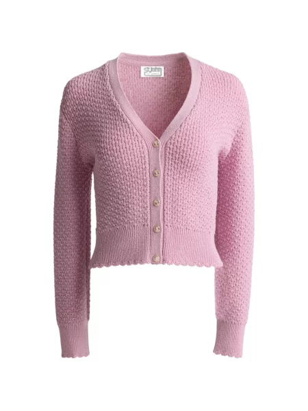 Cardigan St. John cu perle tricotate roz