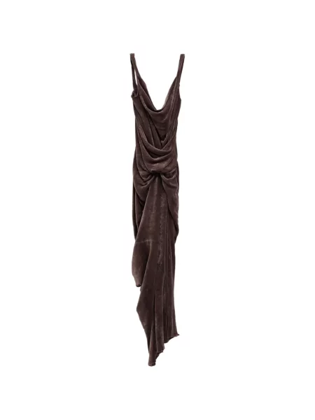 Rochie Rick Owens fără mâneci drapată maro
