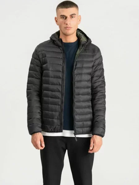 TEESHOPPEN Geacă de primăvară-toamnă Hooded Light negru