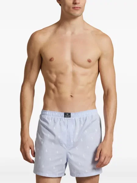 Chiloți Polo Ralph Lauren din țesătură twill cu autograf cu glugă albastru