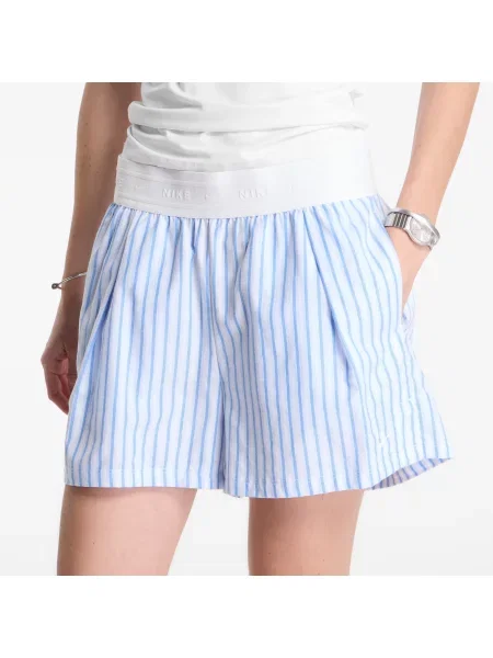 Къси панталони Nike Sportswear Chill Poplin Loose Stripe Shorts Lt Photo Blue/ Hydrogen Blue/ Summit White M бяло