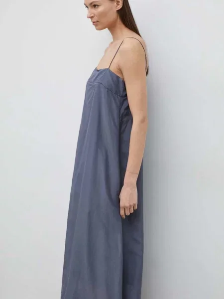 Сукня з домішкою шовку Lovechild maxi розкльошена синій