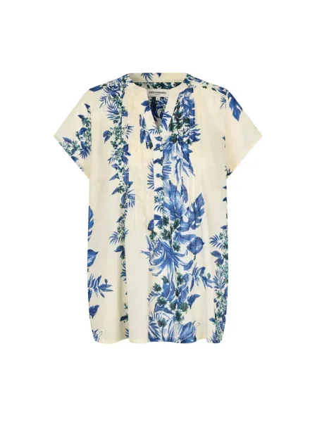 Wielobarwność bluzka Lollys Laundry z krótkim rękawem klasyczna niebieska