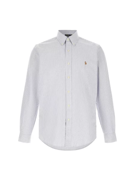 Koszula Ralph Lauren w paski z paskiem z twillu niebieska