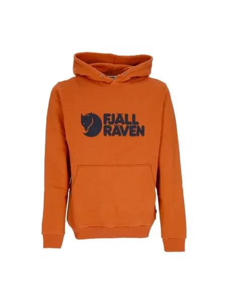 Bluza z kapturem Fjällräven z logo brązowa