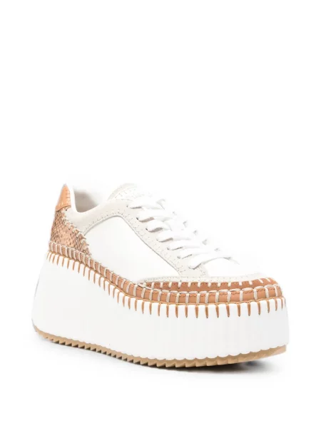 Sneakerși Chloé Nama cu platformă alb