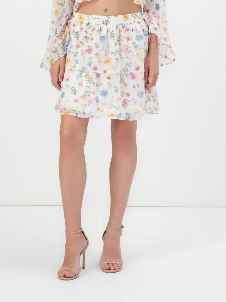 VERO MODA Sijonas VMSILLE šviesiai mėlyna / abrikosų / ryškiai rožinė balta