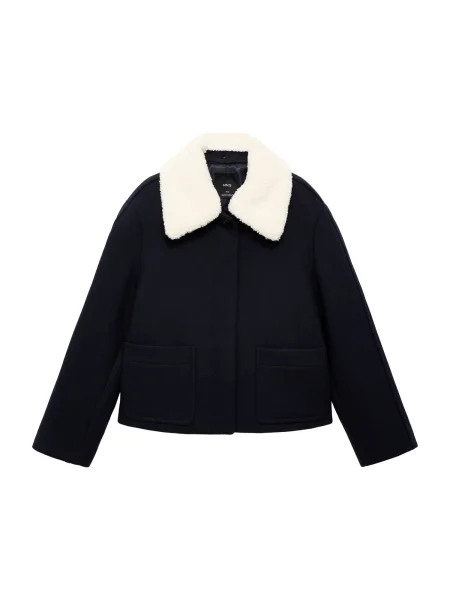 MANGO Geacă de primăvară-toamnă Mus ecru / bleumarin