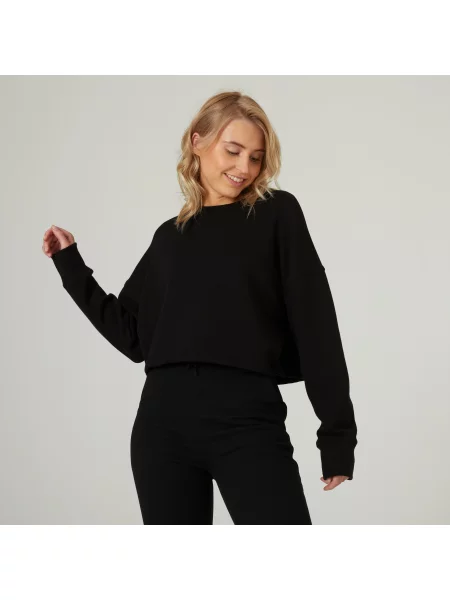 Bluza Domyos Gym & Pilates crop czarna