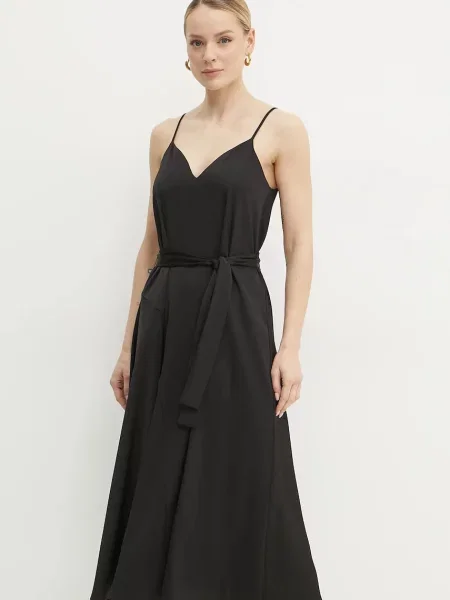 Armani Exchange sukienka midi rozkloszowana czarny