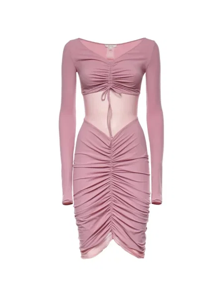 Rochie mini Nensi Dojaka cu volane de costum mini roz