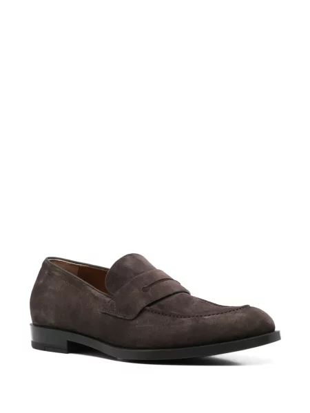 Pantofi loafer Zegna din piele de căprioară maro