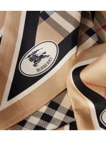 Fular Burberry de mătase în carouri bej