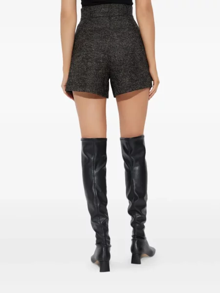 Pantaloni scurți Max Mara cu model herringbone maro