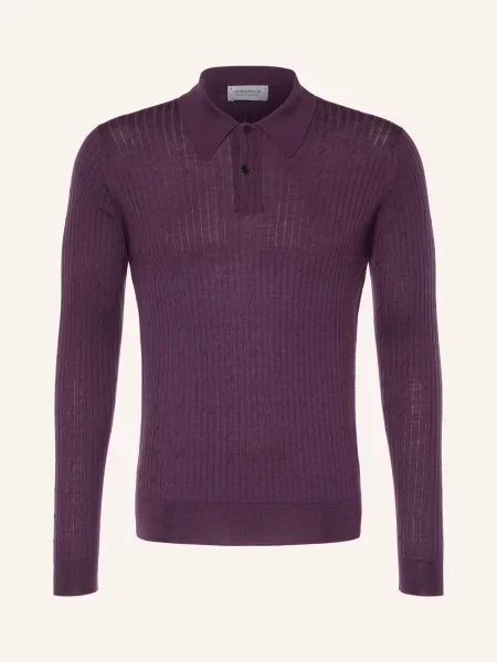 John Smedley Pletená Polokošile Hodson Z Merino Vlny tmavě fialová