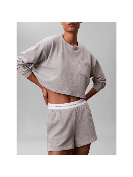 Kratak kratke traper hlače Calvin Klein Jeans od jersey s autogramom siva