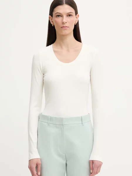 Calvin Klein tričko s dlouhým rukávem béžové