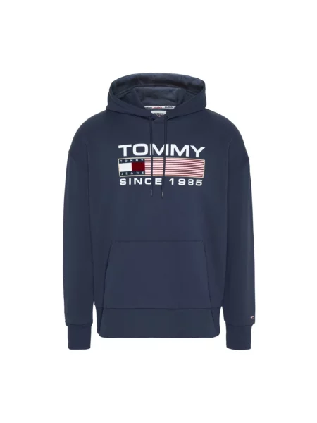 Bluza z kapturem Tommy Jeans z logo niebieska