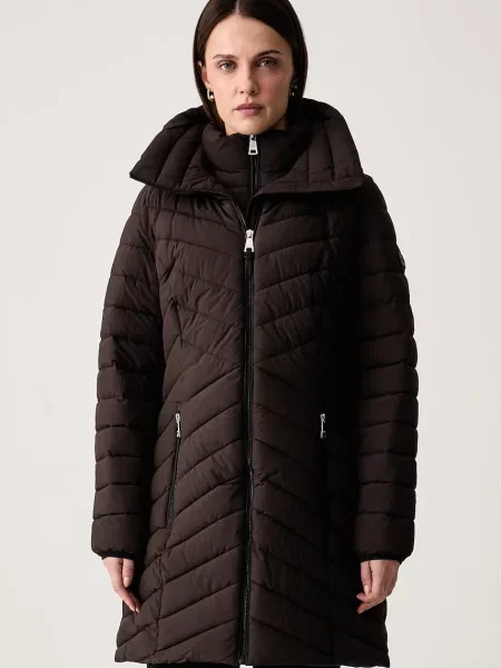 DKNY dlouhá bunda hnědá