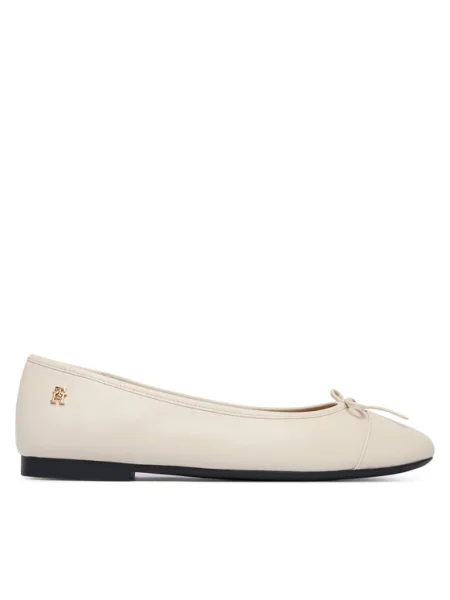 Tommy Hilfiger Balerini Hilfiger Smooth Lthr Ballet Écru alb