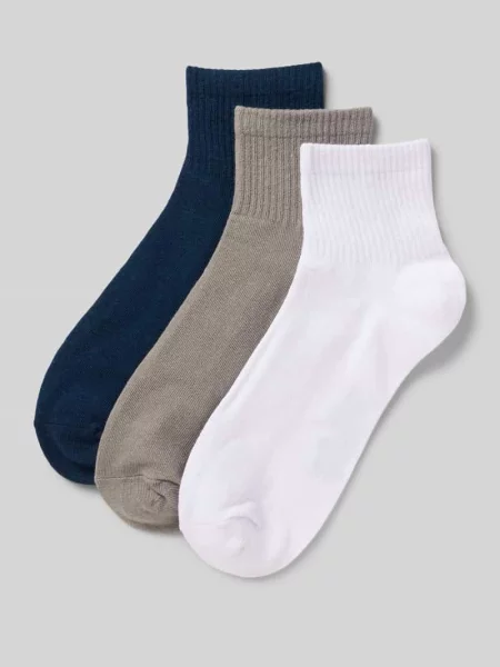 Skarpety z prążkowanymi wykończeniami w zestawie 3 szt. model ‘NICK’ Jack & Jones granatowe