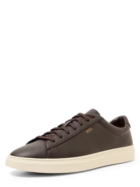 BOSS Kieran sneakersy skórzane brązowe