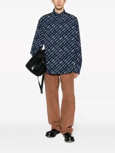 Raštuota marškiniai Balenciaga mėlyna