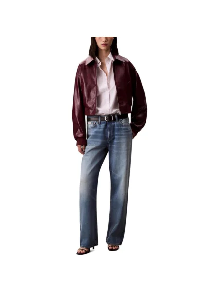 Geacă de blugi Calvin Klein Jeans roșu