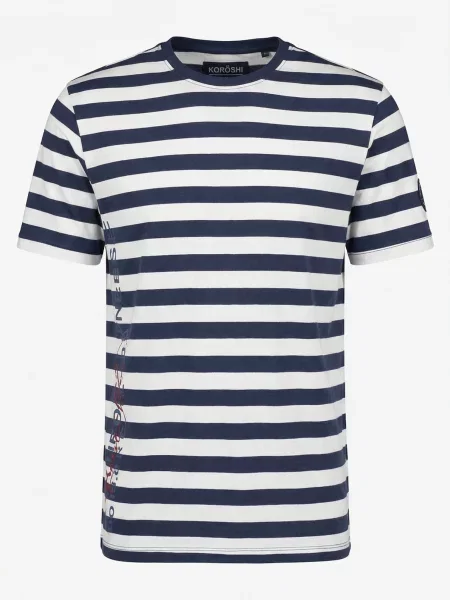 KOROSHI Tricou bleumarin alb
