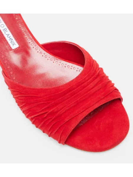 Sandale Manolo Blahnik din piele de căprioară roșu