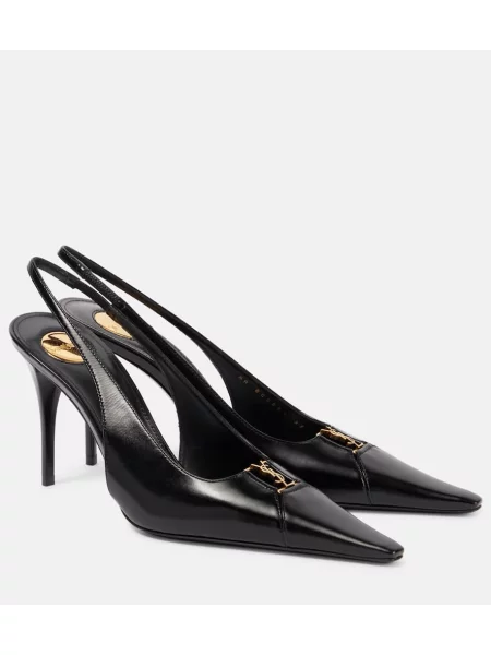 Pantofi cu toc Saint Laurent din piele slingback negru