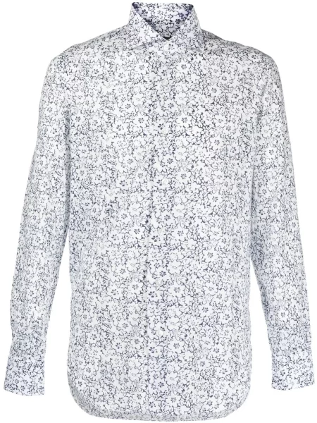 Cămașă Barba cu model floral cu imagine lungă alb