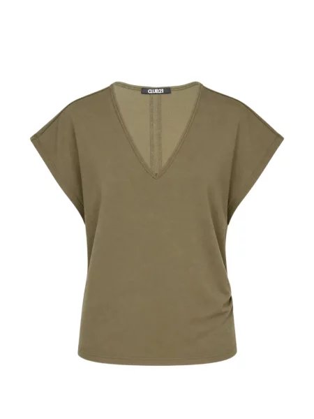 Tricou Club21 Collection cu decolteu în V verde