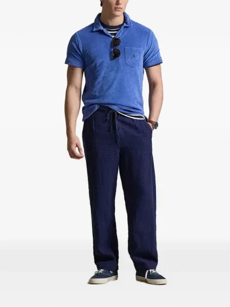 Curea Polo Ralph Lauren cu broderie din fleece cu șireturi albastru