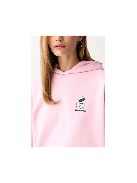 Bluza z kapturem Karl Lagerfeld z kapturem różowa