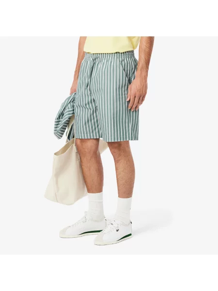 Lacoste Szorty W Paski Relaxed Fit zielone