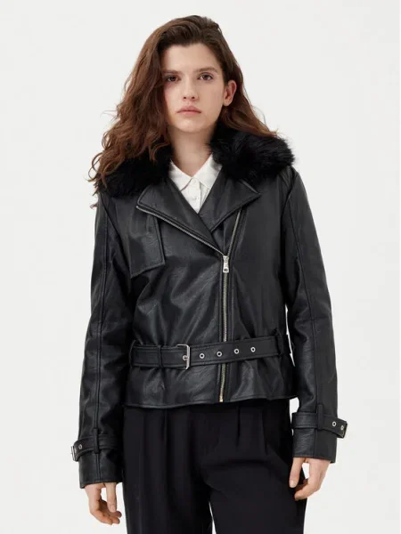 Motivi Geacă din imitație de piele negru