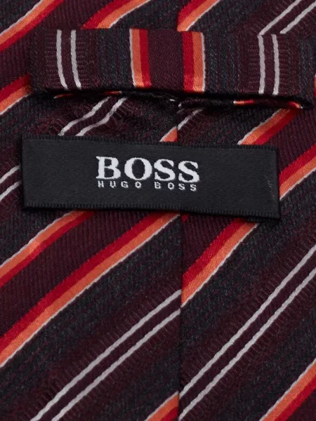 Μεταξωτή ριγέ γραβάτα Boss γραβάτες καφέ