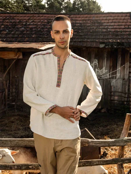 Svarga Вишита сорочка Льон бежевий