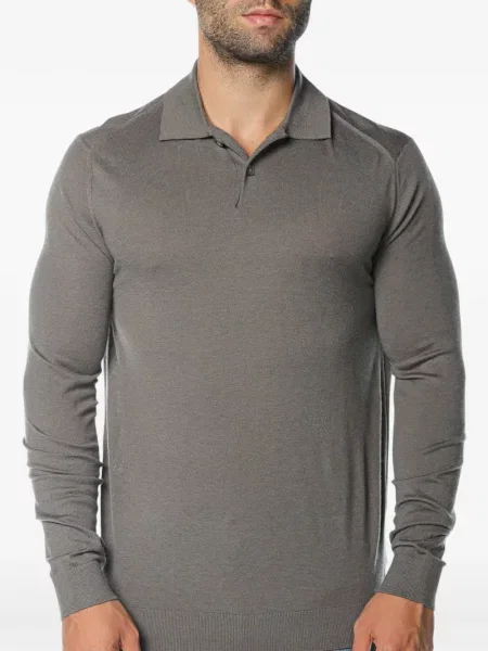 Lung tricou polo Armani Exchange tricotate gri