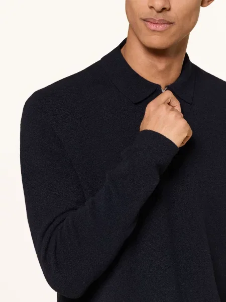 Barbour Pletené Polo Tričko tmavě modrá