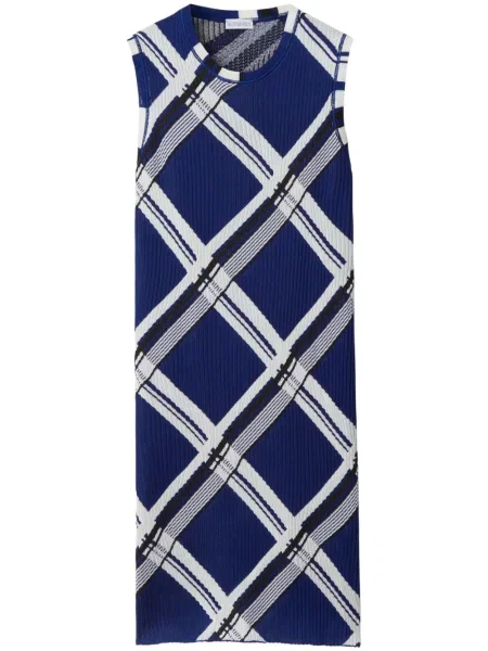 Rochie Burberry de mătase în carouri cu imagine albastru