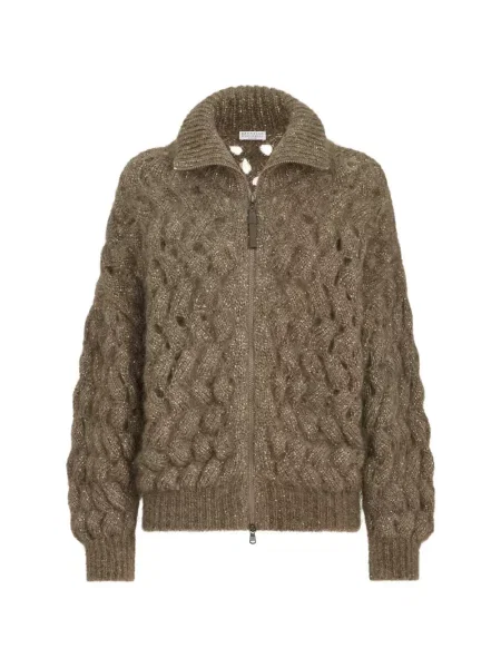Cardigan Brunello Cucinelli de lână maro