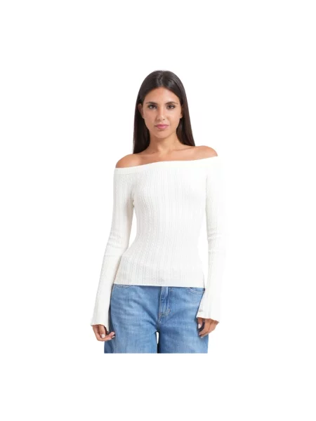 Guess Jeans sweter z wiskozą biały