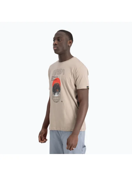 Férfi póló Alpha Industries NASA Orbit T vintage sand NASA Orbit T bézs
