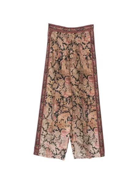 Pantaloni palazzo Pierre-louis Mascia cu model floral cu imagine maro